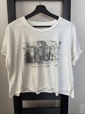 White Graphic Zebra Print Tee - 'Running a Little Behind'